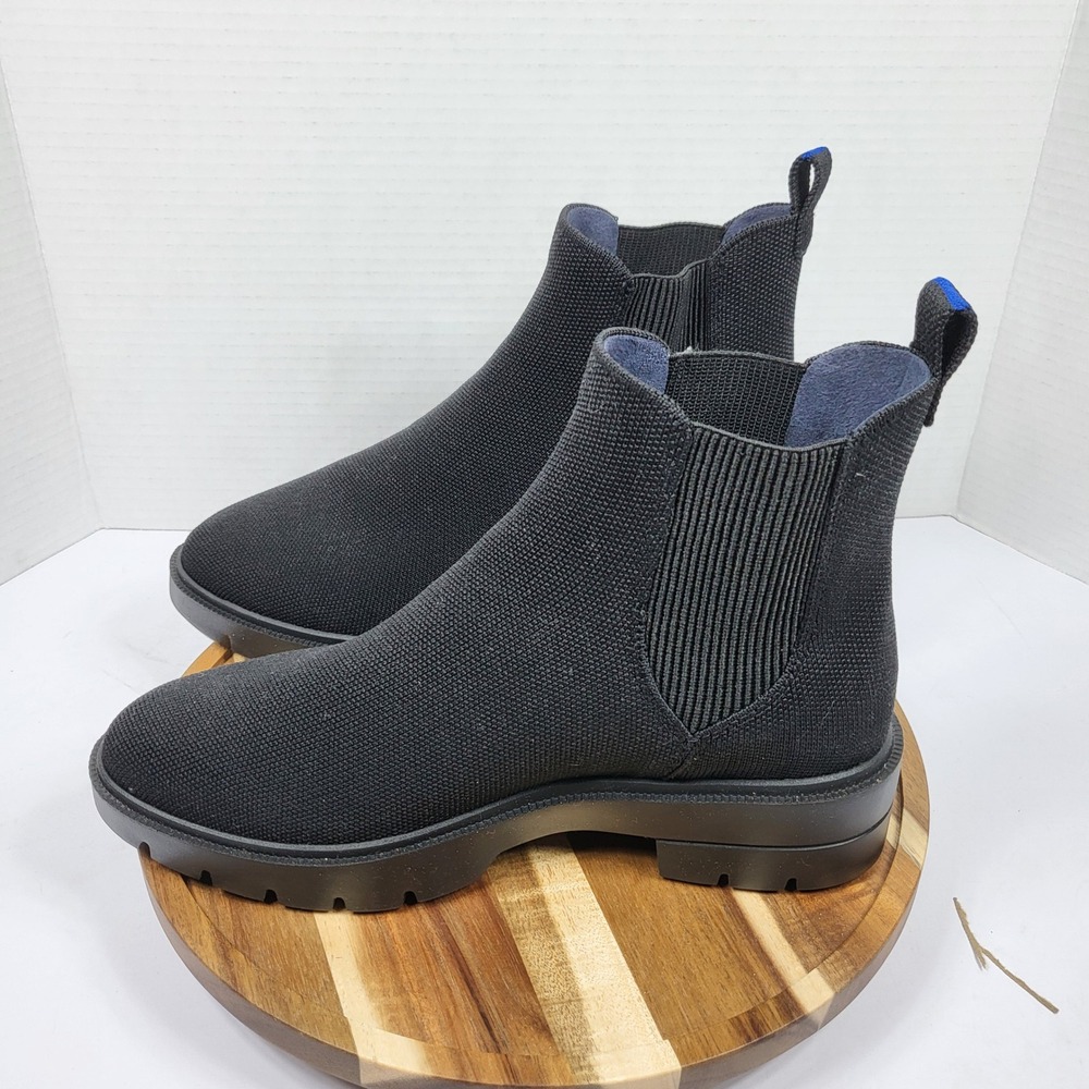 Rothy's The Lug Boot Women 8 Black Excellent Sustainable Knit Chelsea Ankle Boot - Picture 8 of 12